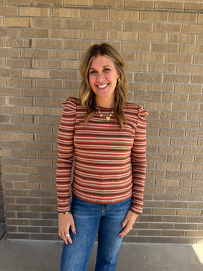 Multicolor Stripe Top - Rust
