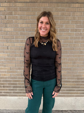 Black Bows Lace Layering Top