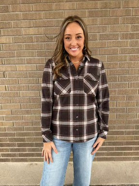 Cassian Top - Coffee Ivory Plaid