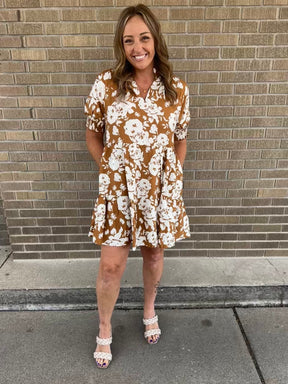 Camel Floral Dress
