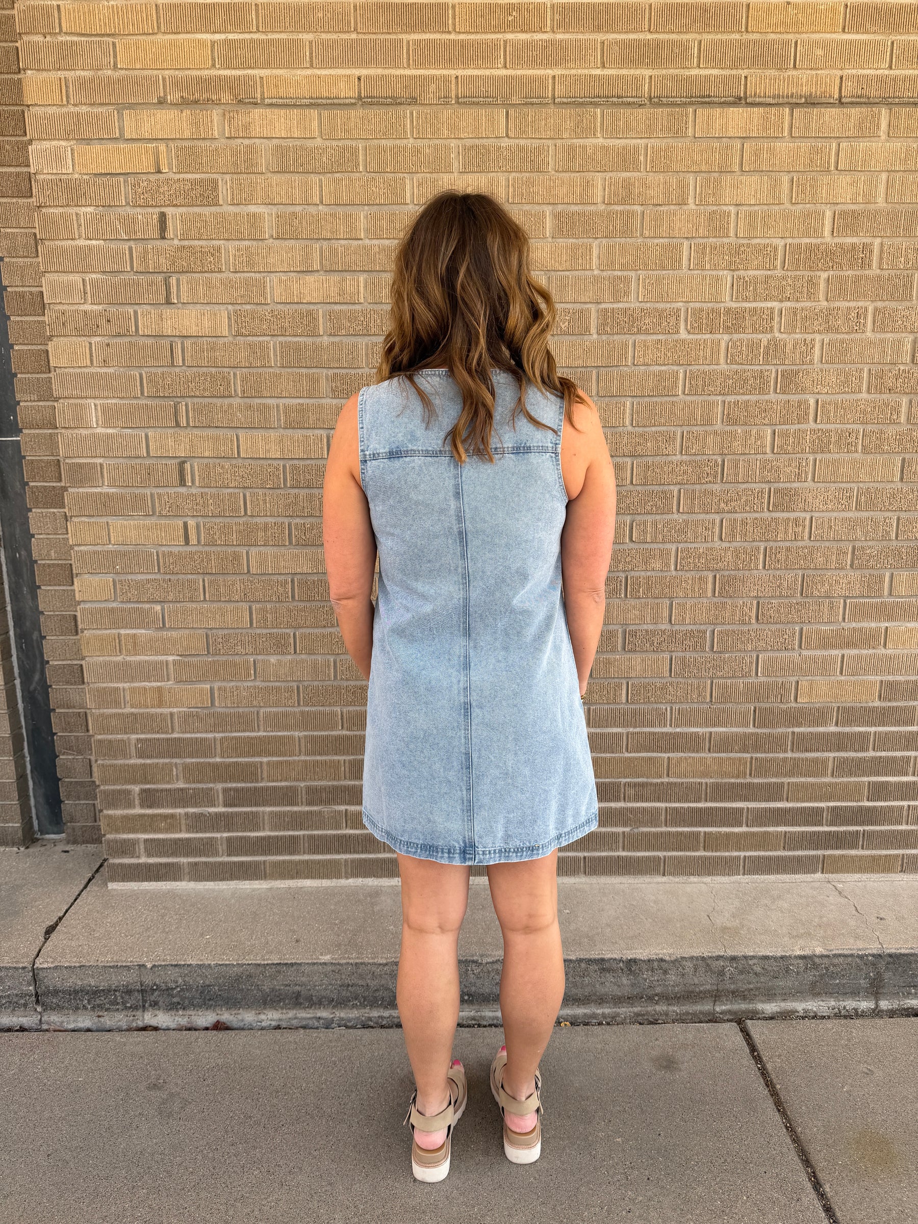 Sleeveless Button Up Denim Dress