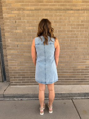 Sleeveless Button Up Denim Dress