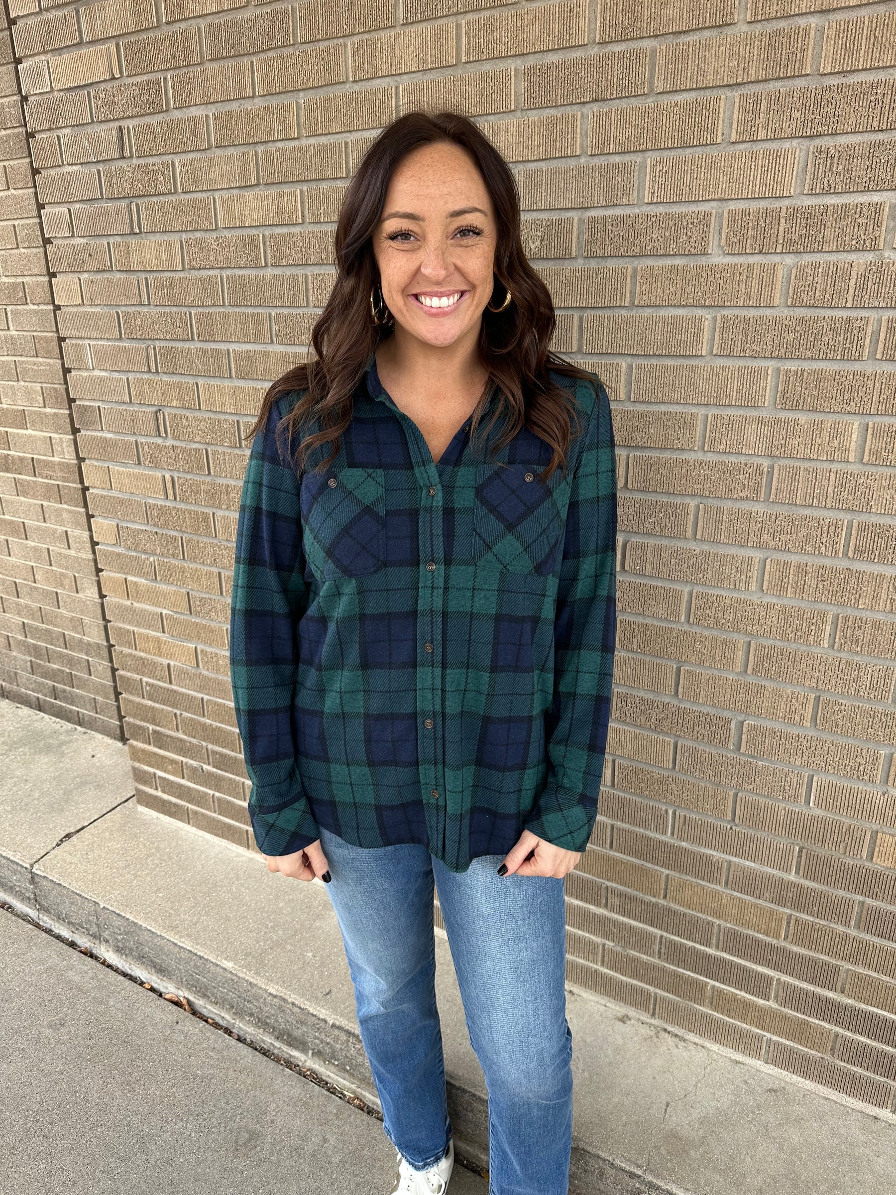 Lewis Top - Pine Navy Plaid