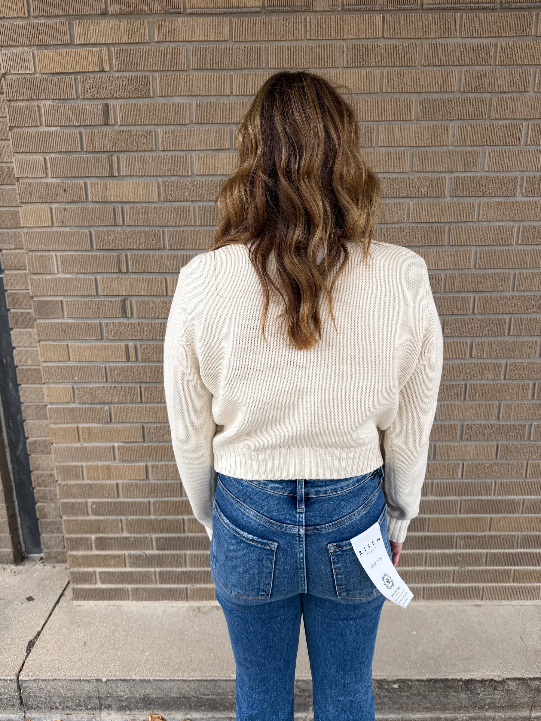 Classic Knit Crop Sweater - Cream