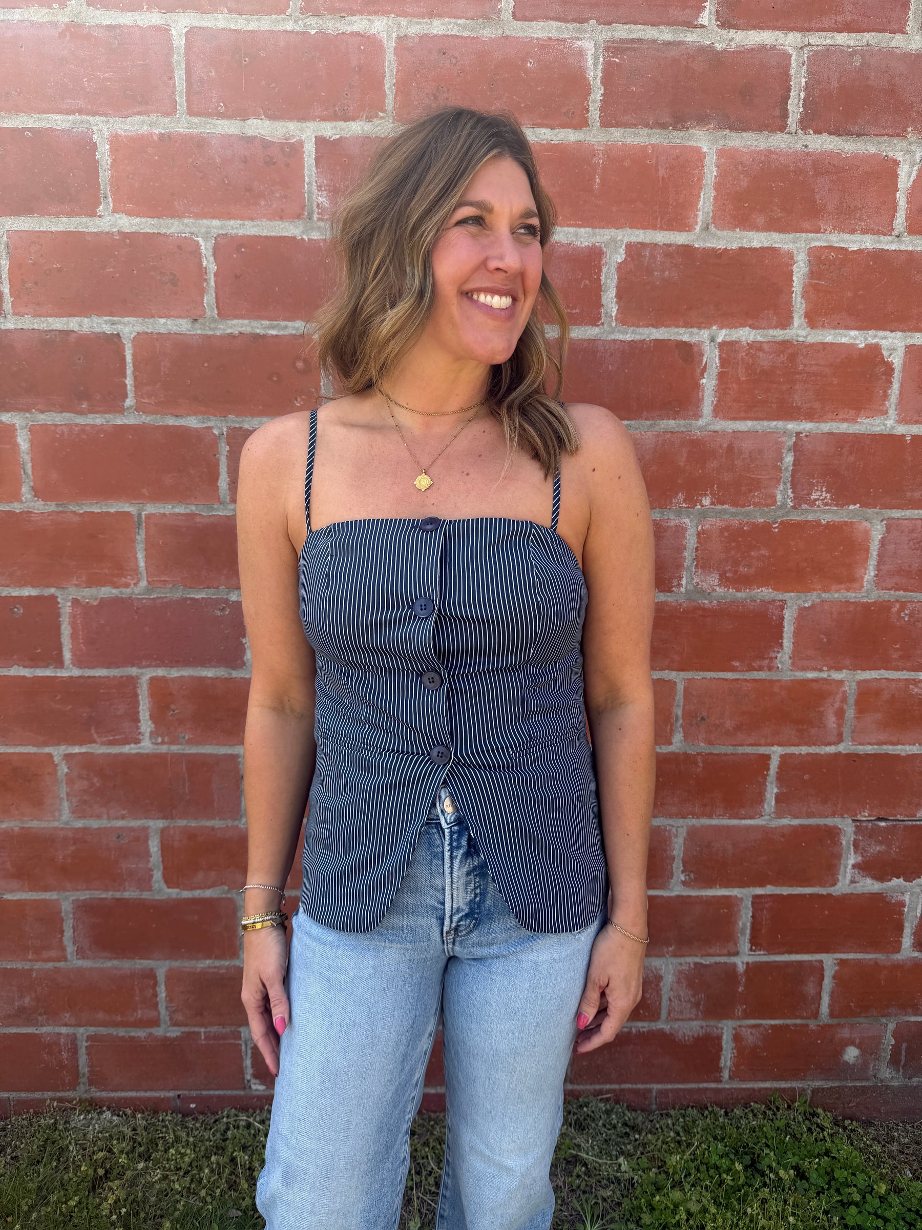 Navy Pinstripe Tank