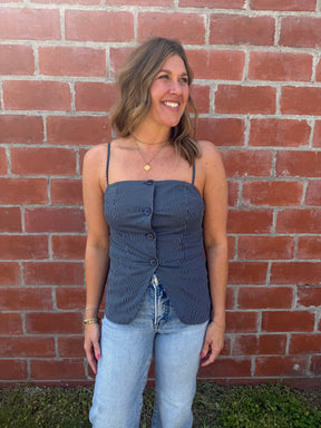 Navy Pinstripe Tank
