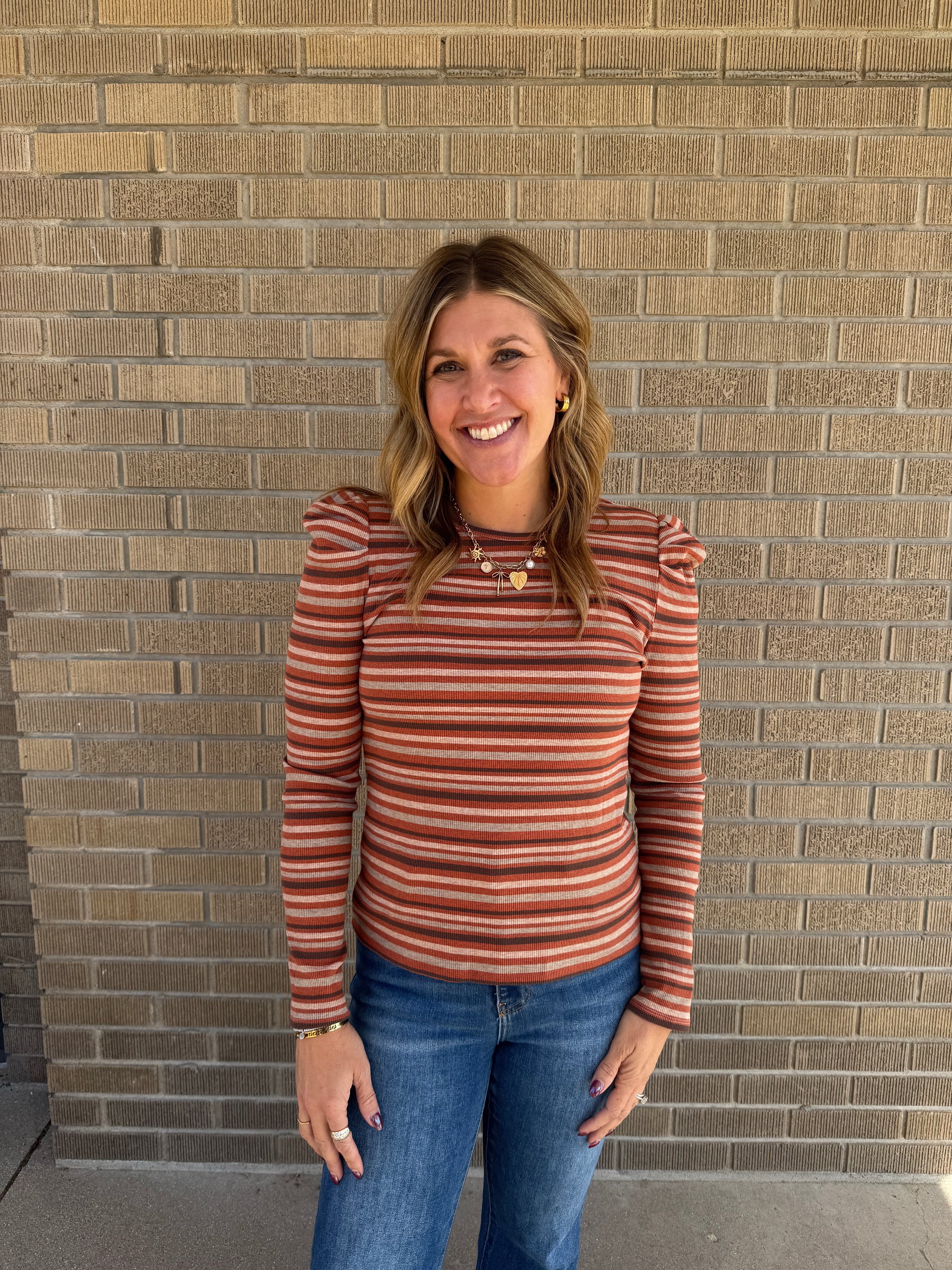 Multicolor Stripe Top - Rust