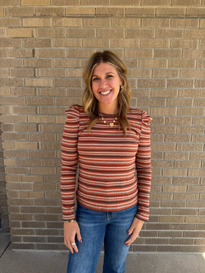 Multicolor Stripe Top - Rust