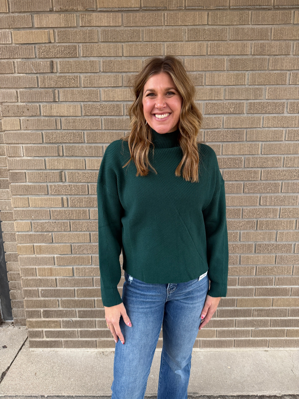 Deep Green Mock Neck Sweater