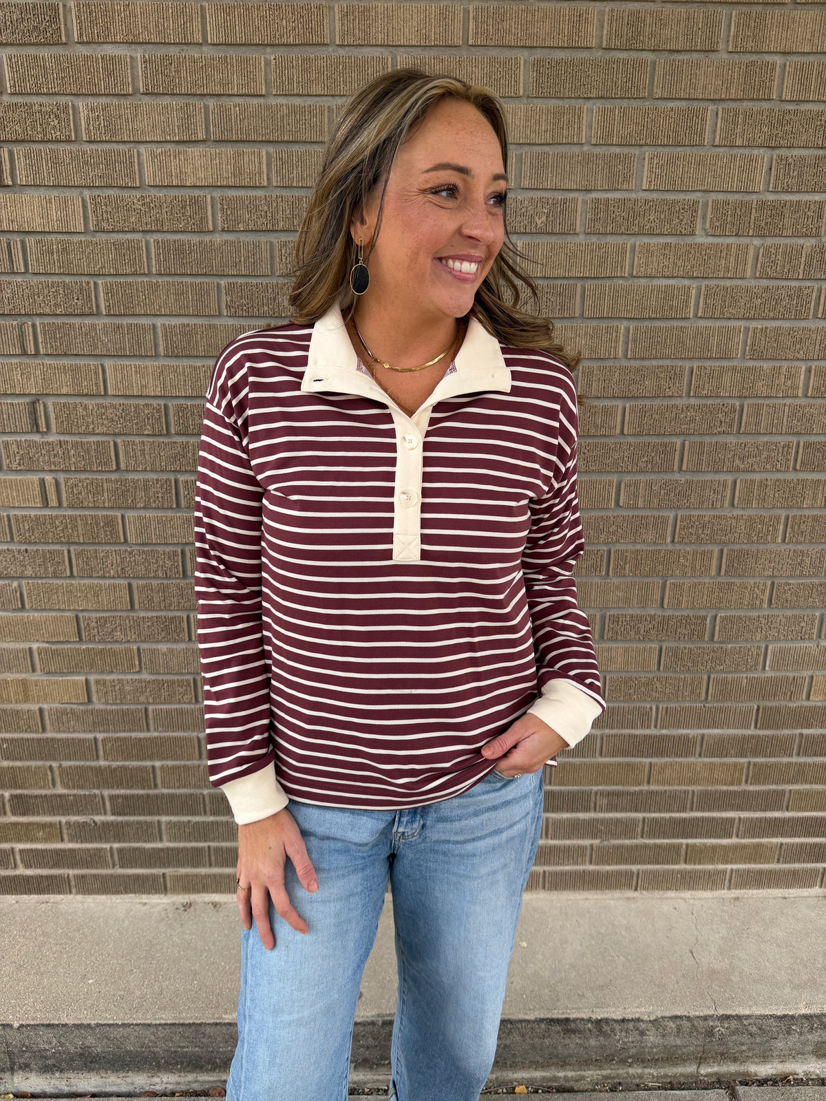Maroon Stripe Top