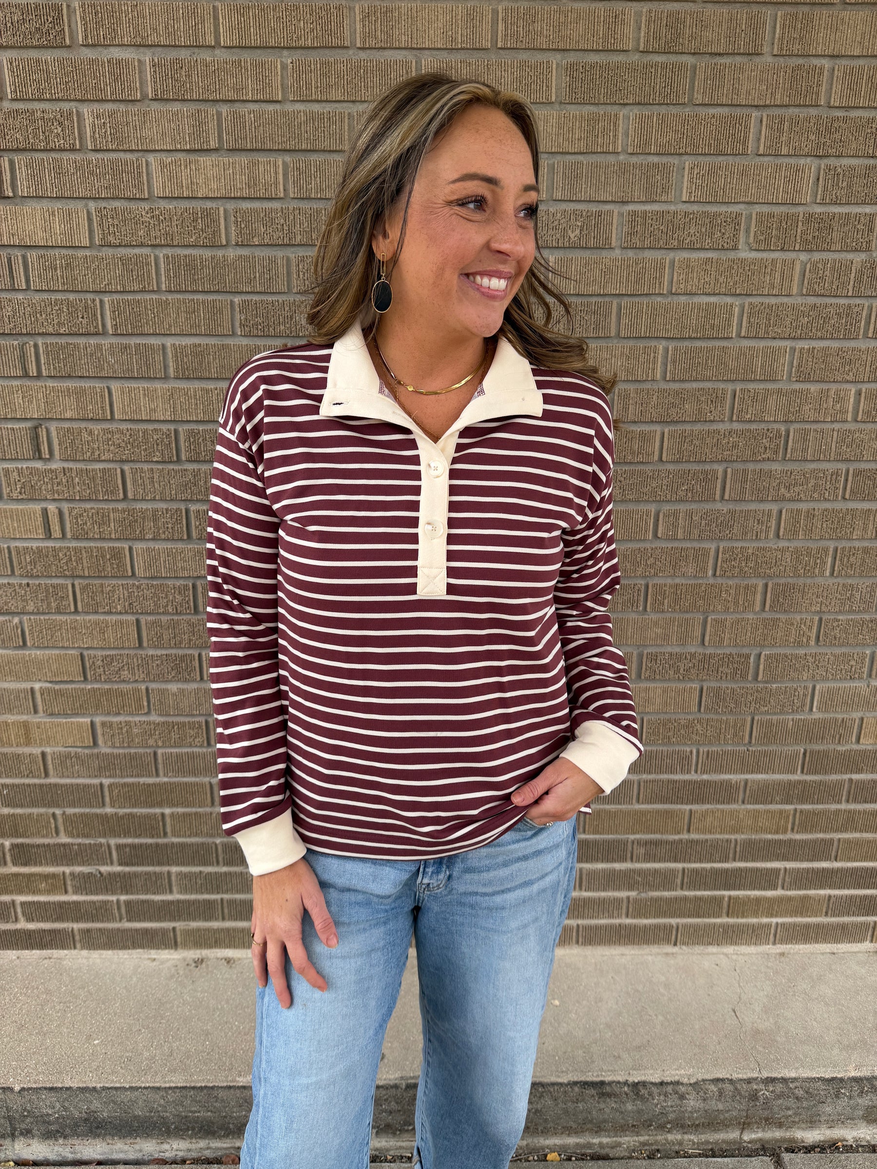 Maroon Stripe Top