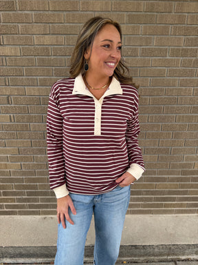 Maroon Stripe Top