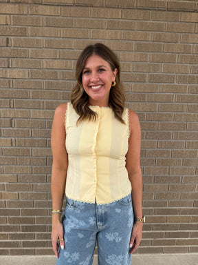 Little Yellow Lace Trim Top