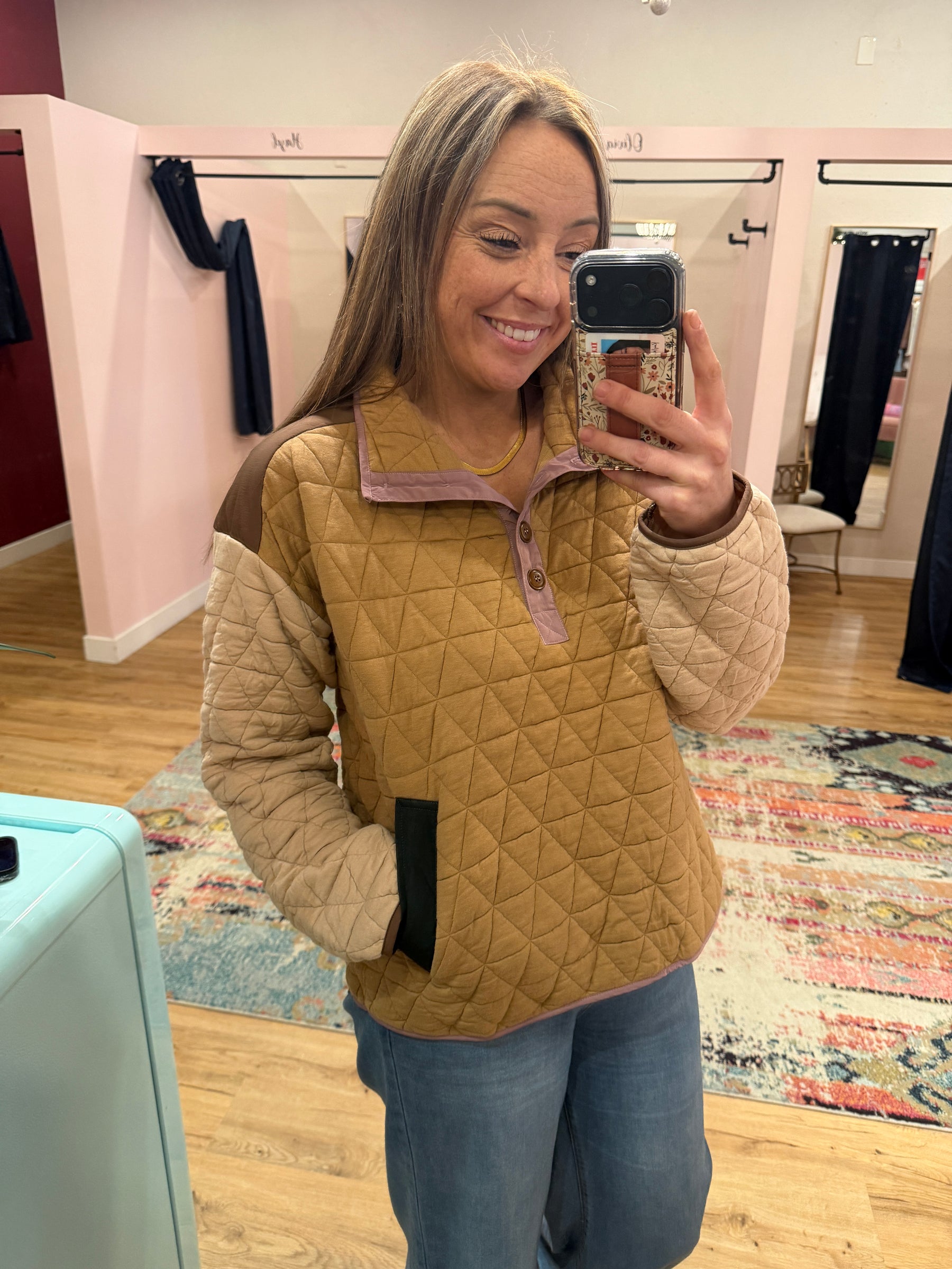 Earth Tones Quilted Sweatshirt