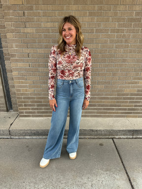 Floral Mesh Top - Cream