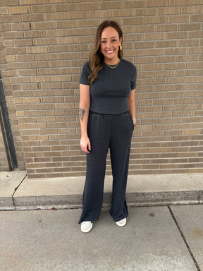 On The Go Wide Leg Pants - Black