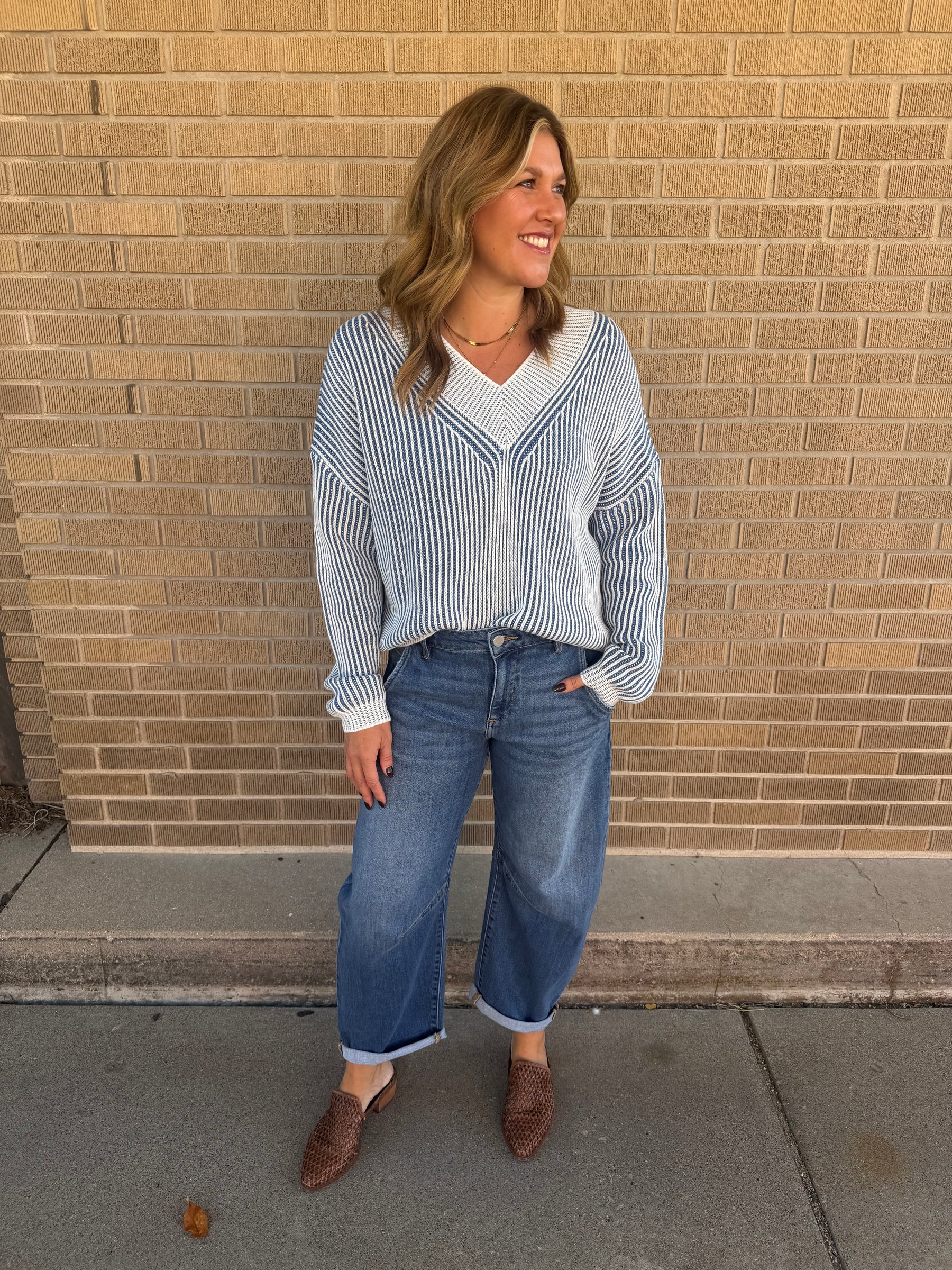 Blue Skies Ahead V Neck Sweater