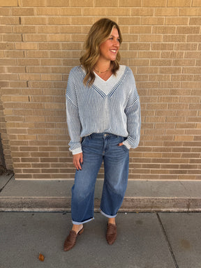 Blue Skies Ahead V Neck Sweater