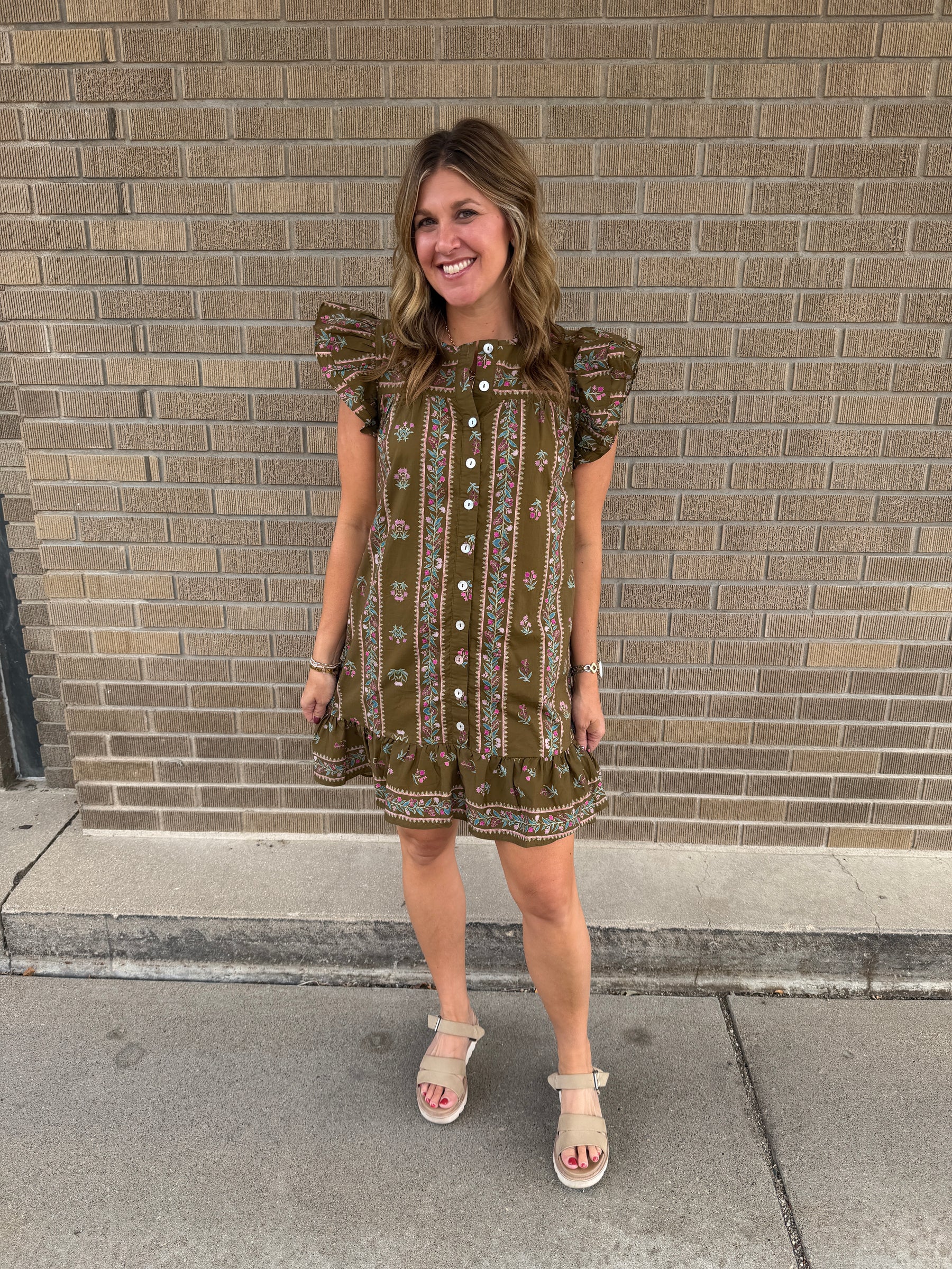 Olive Floral Mini Dress