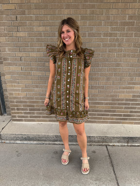 Olive Floral Mini Dress