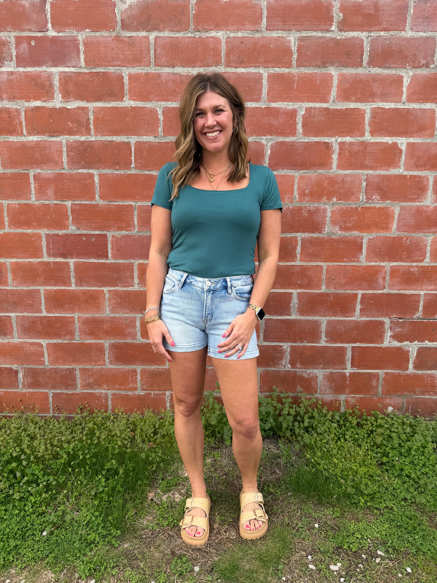Everyday Square Neck Tee - Dark Teal