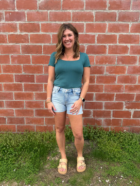 Everyday Square Neck Tee - Dark Teal