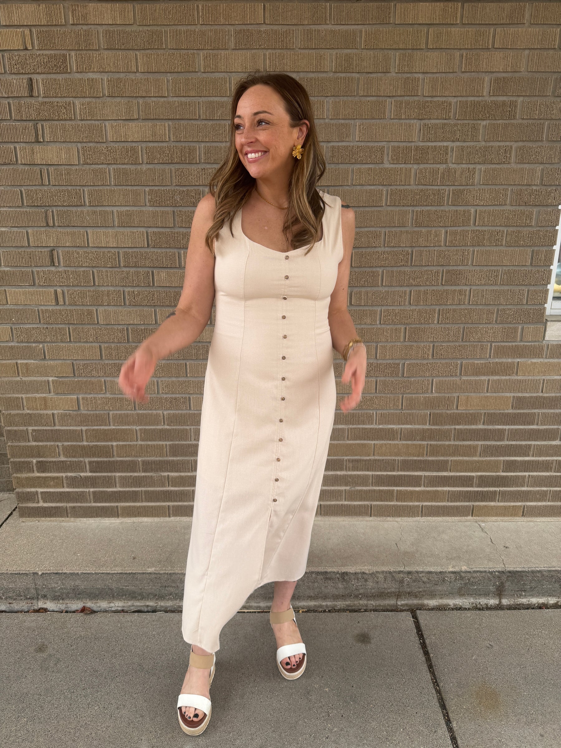 Khaki Button Up Dress