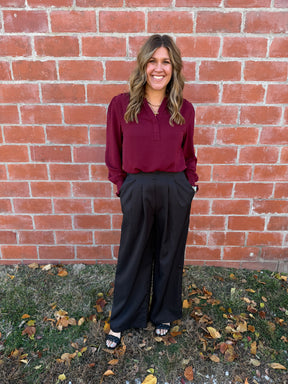 Wide Leg Black Dress Pants