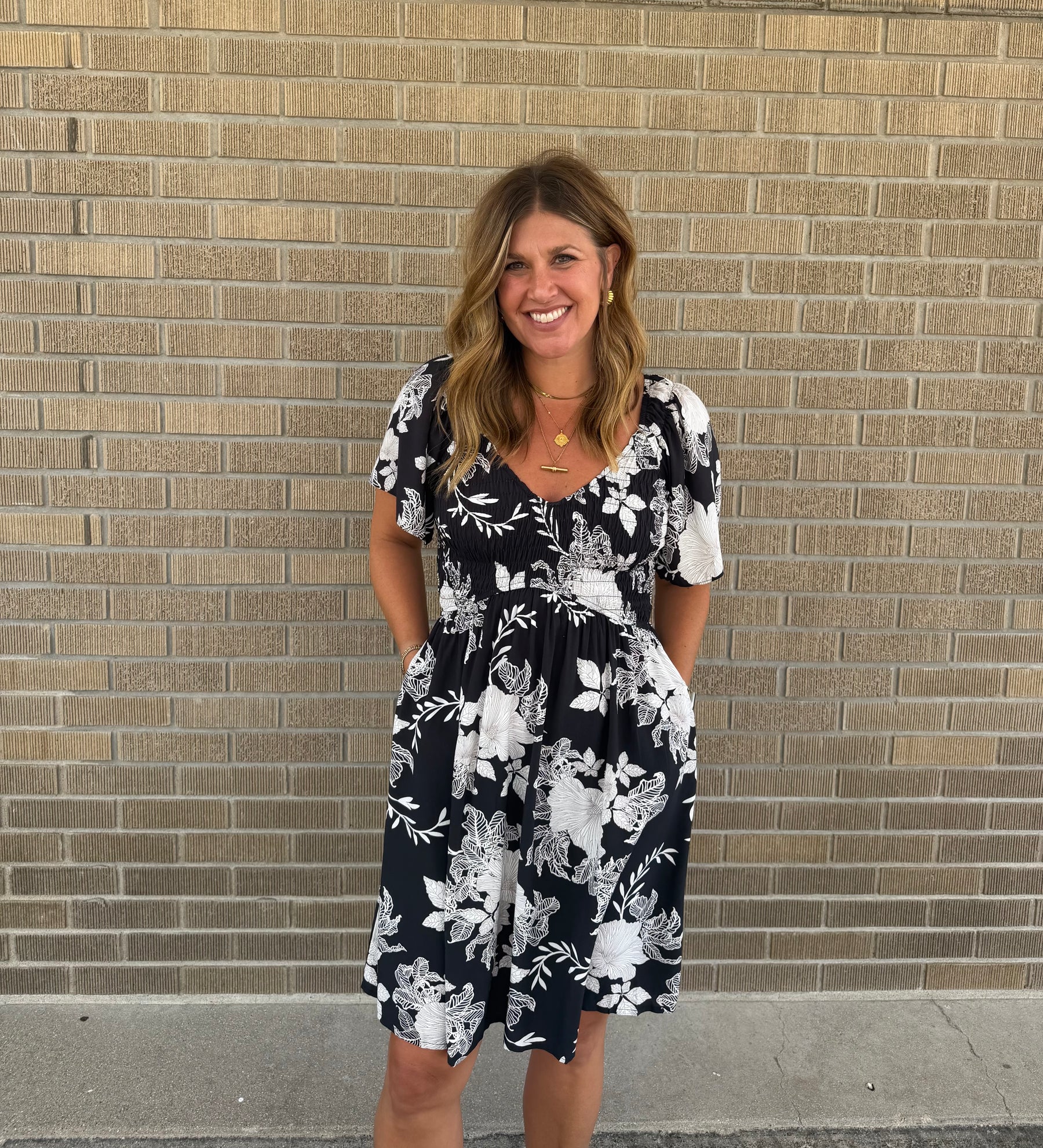 Black and White Floral Dress