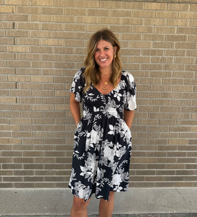 Black and White Floral Dress