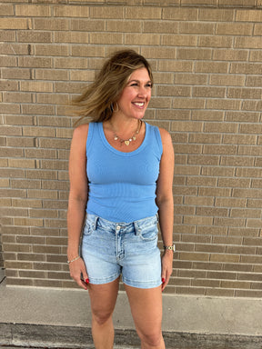 Essential V Neck Baby Ribbed Tank