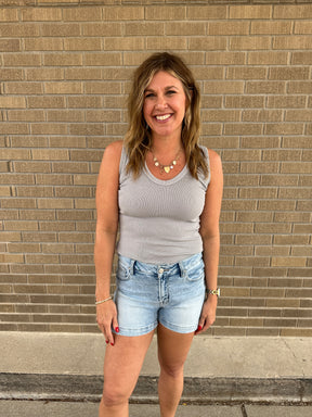 Essential V Neck Baby Ribbed Tank