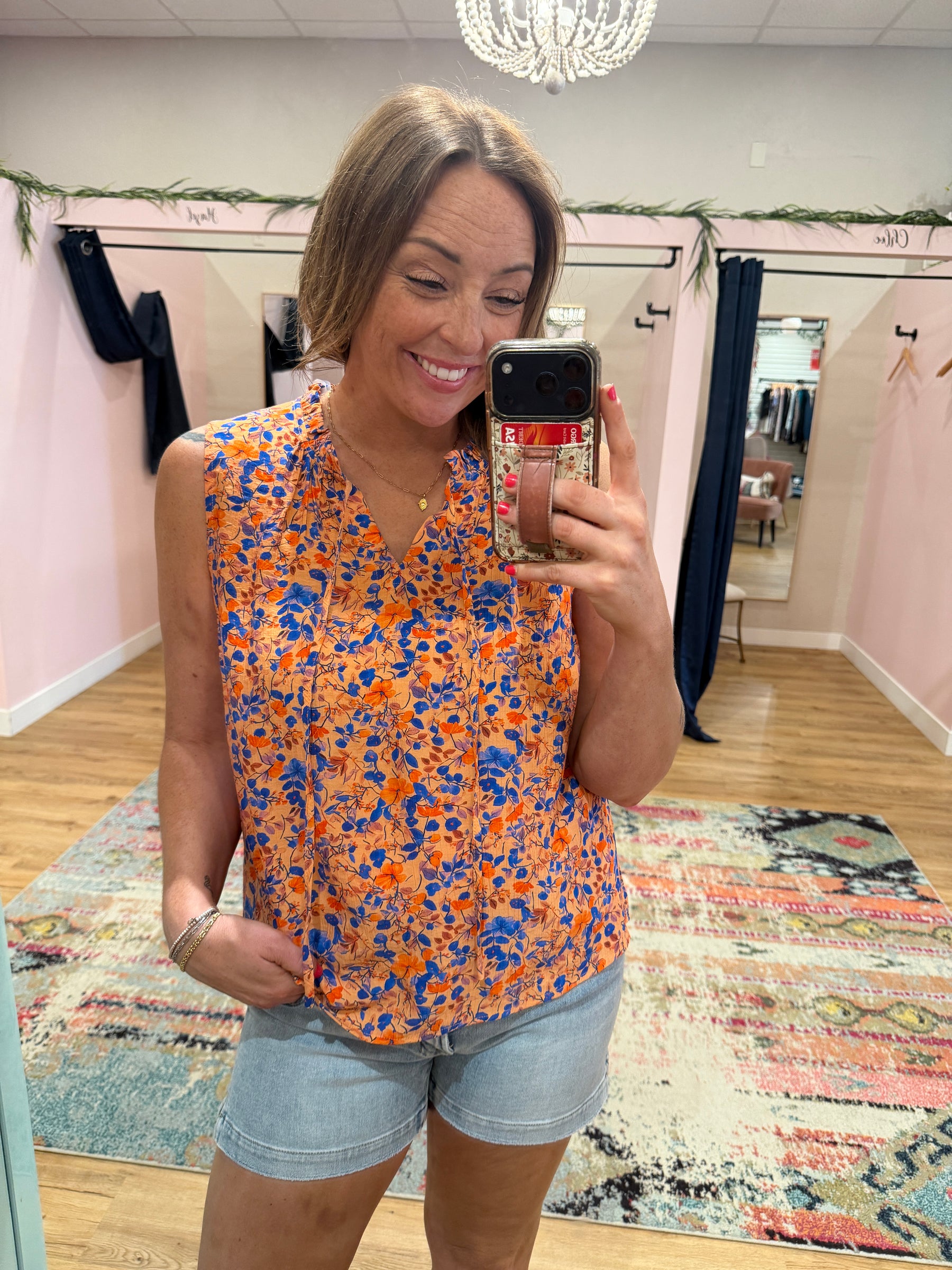 Coral Floral Blouse