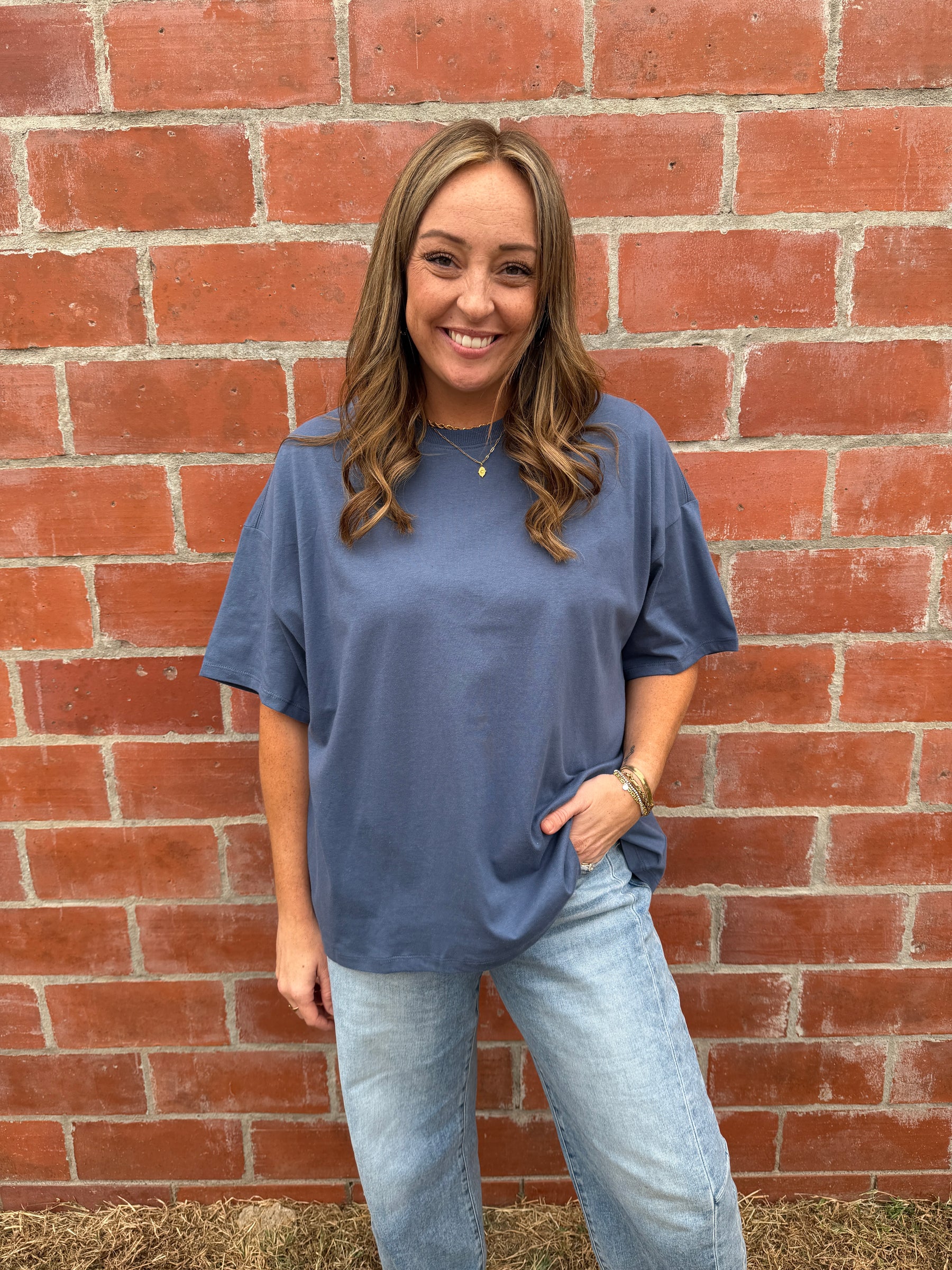 Chill All Day Oversized Tee - Dusty Navy