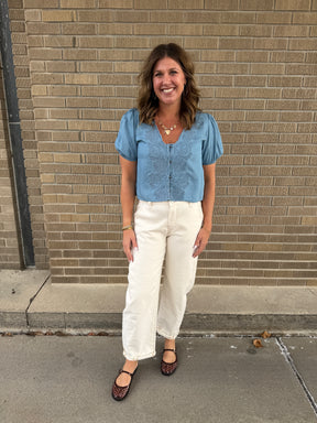 Anything but Basic Blue Top