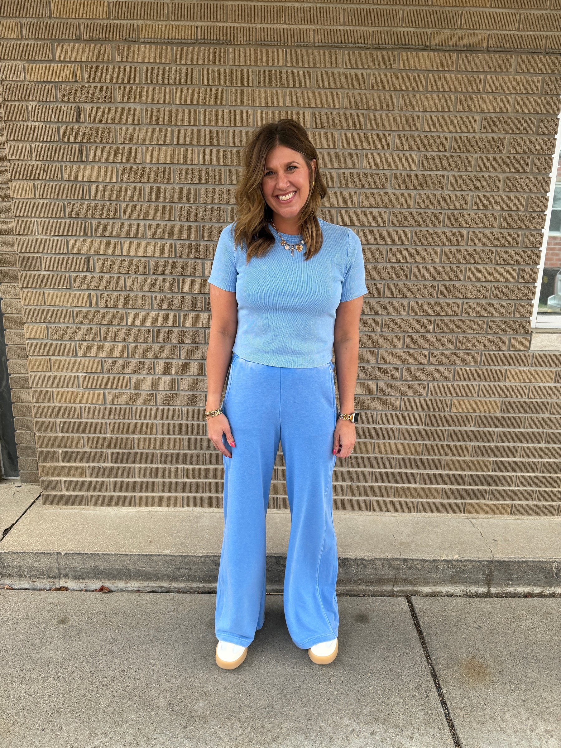 On The Go Wide Leg Pants - Blue