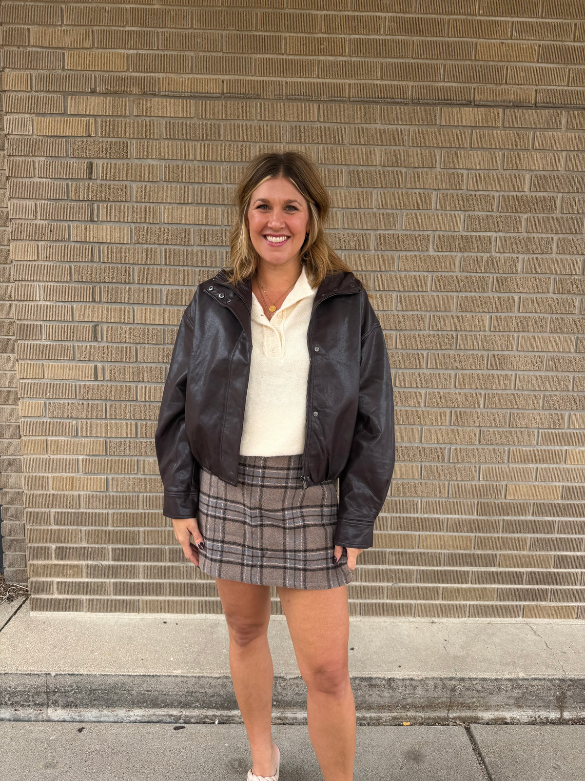 Brown Faux Leather Jacket