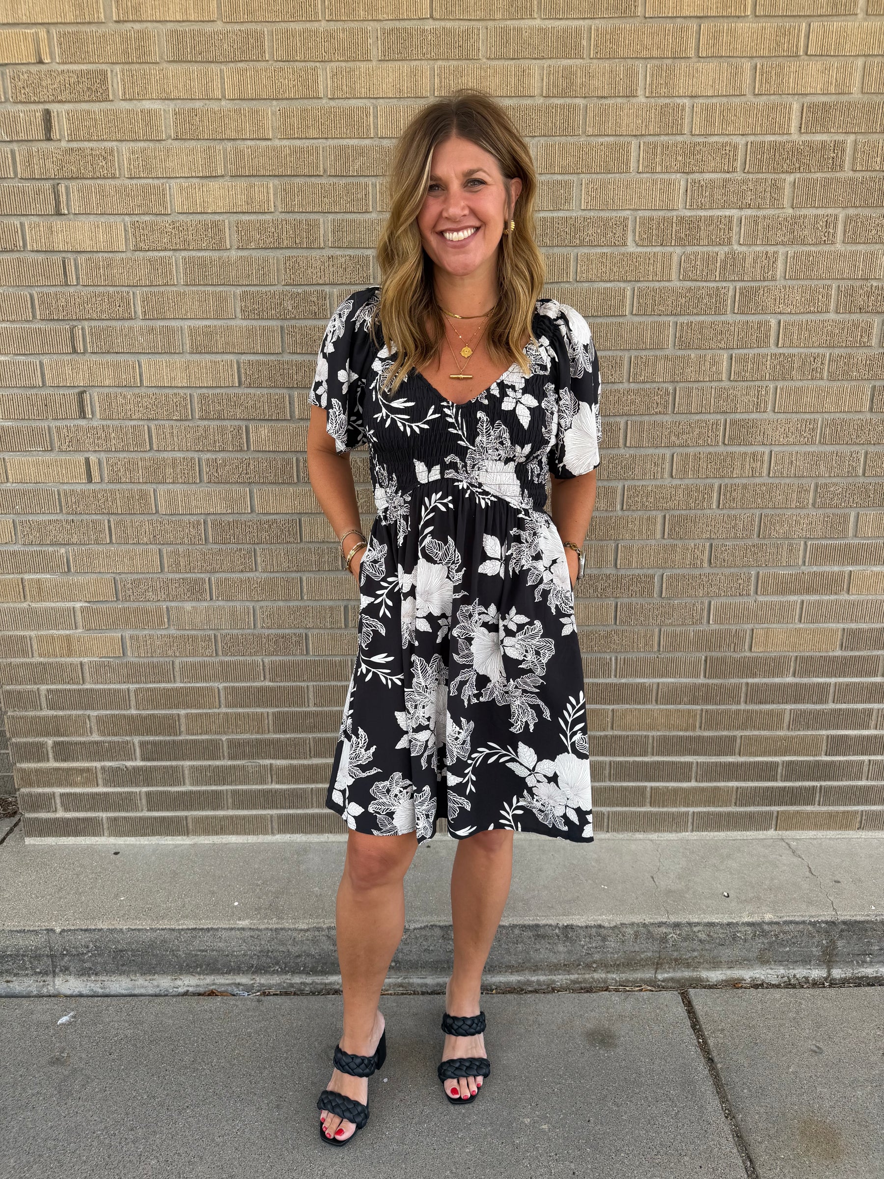 Black and White Floral Dress