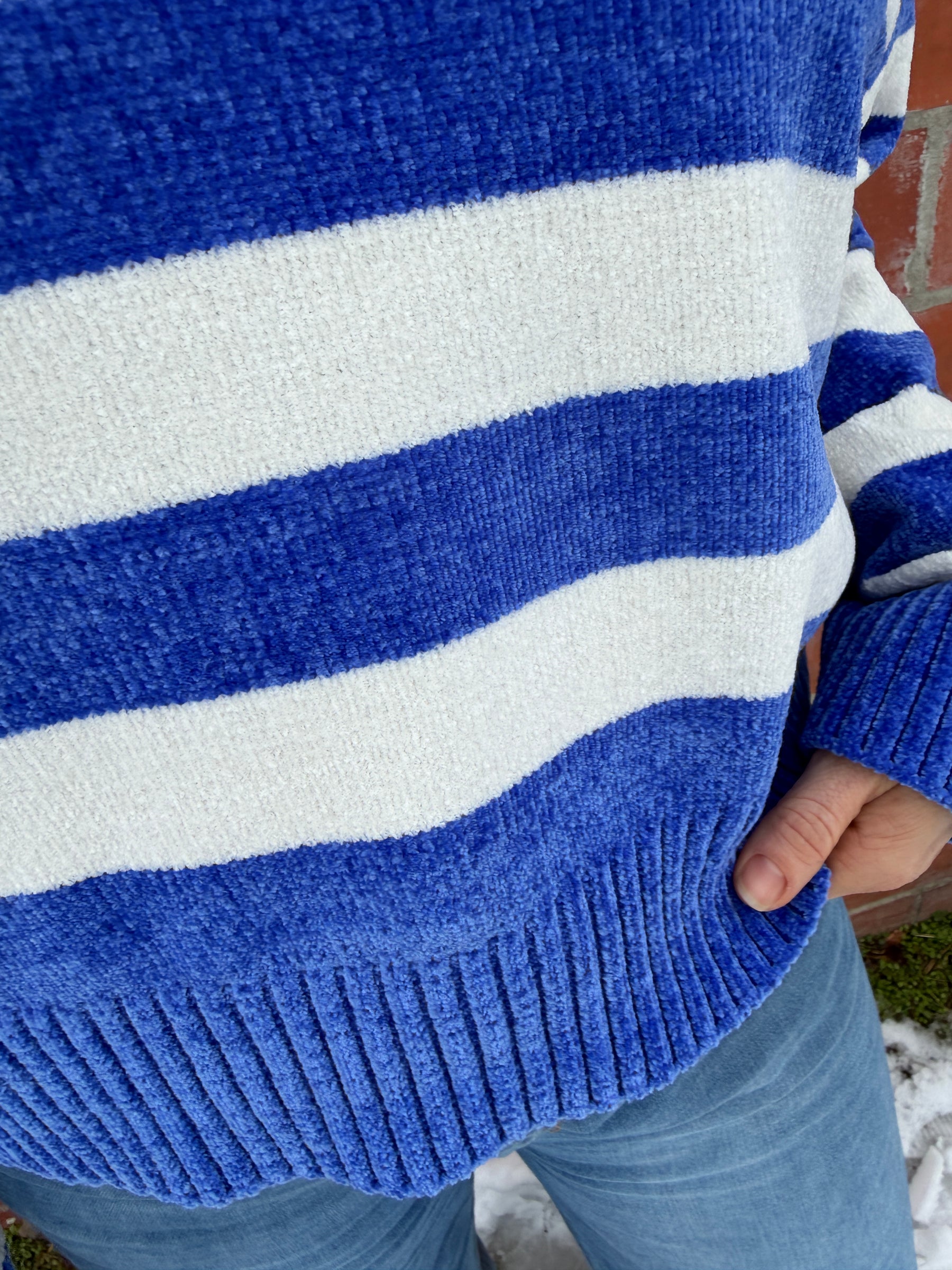 Silky Soft Stripe Sweater - Blue