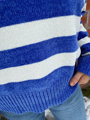 Silky Soft Stripe Sweater - Blue
