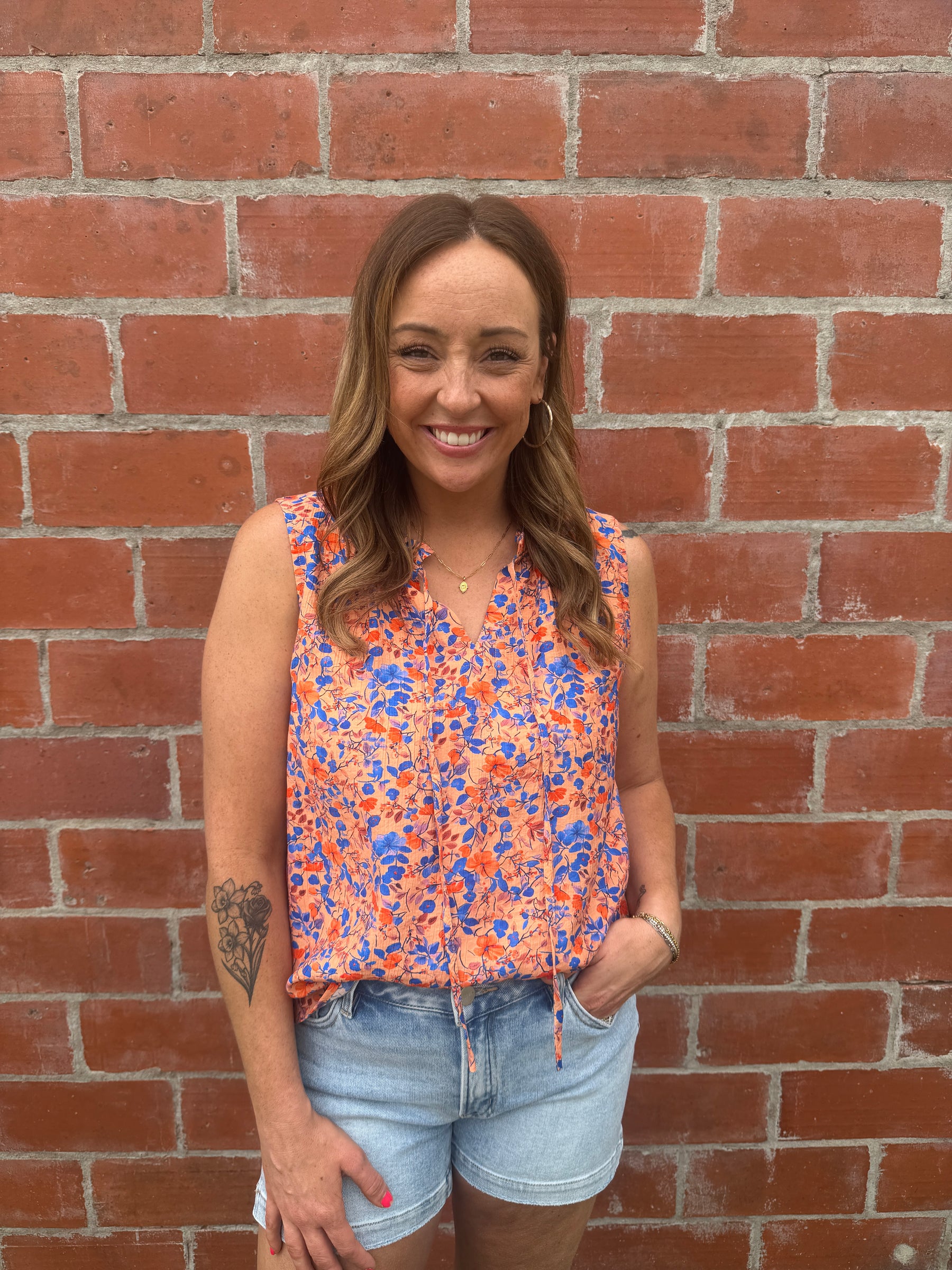 Coral Floral Blouse