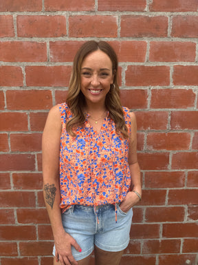 Coral Floral Blouse
