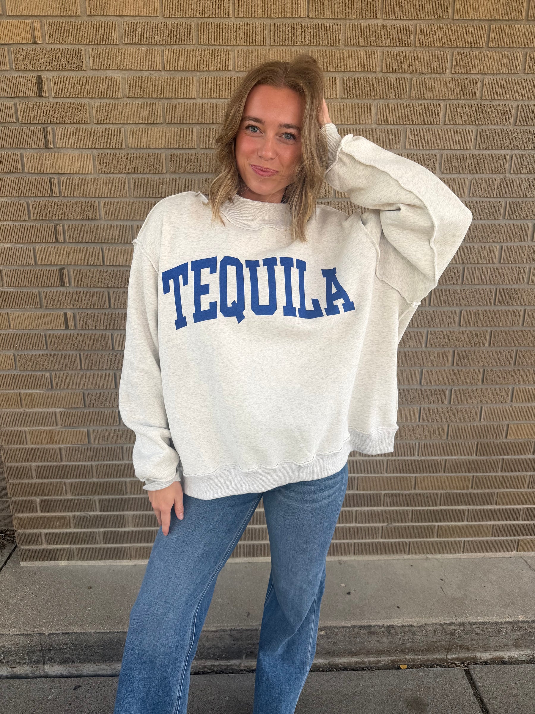 Reversible Mock Neck Sweatshirt- Tequila