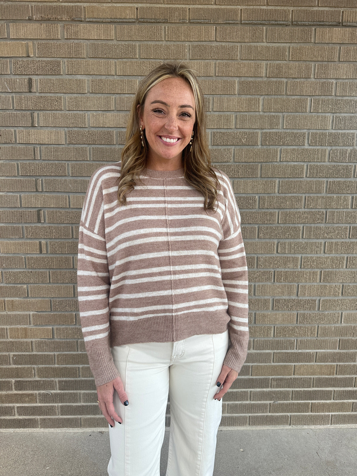 Classic Stripe Sweater - Taupe