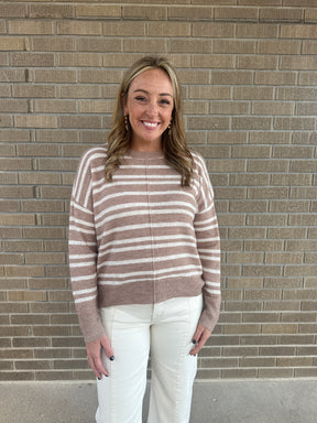 Classic Stripe Sweater - Taupe