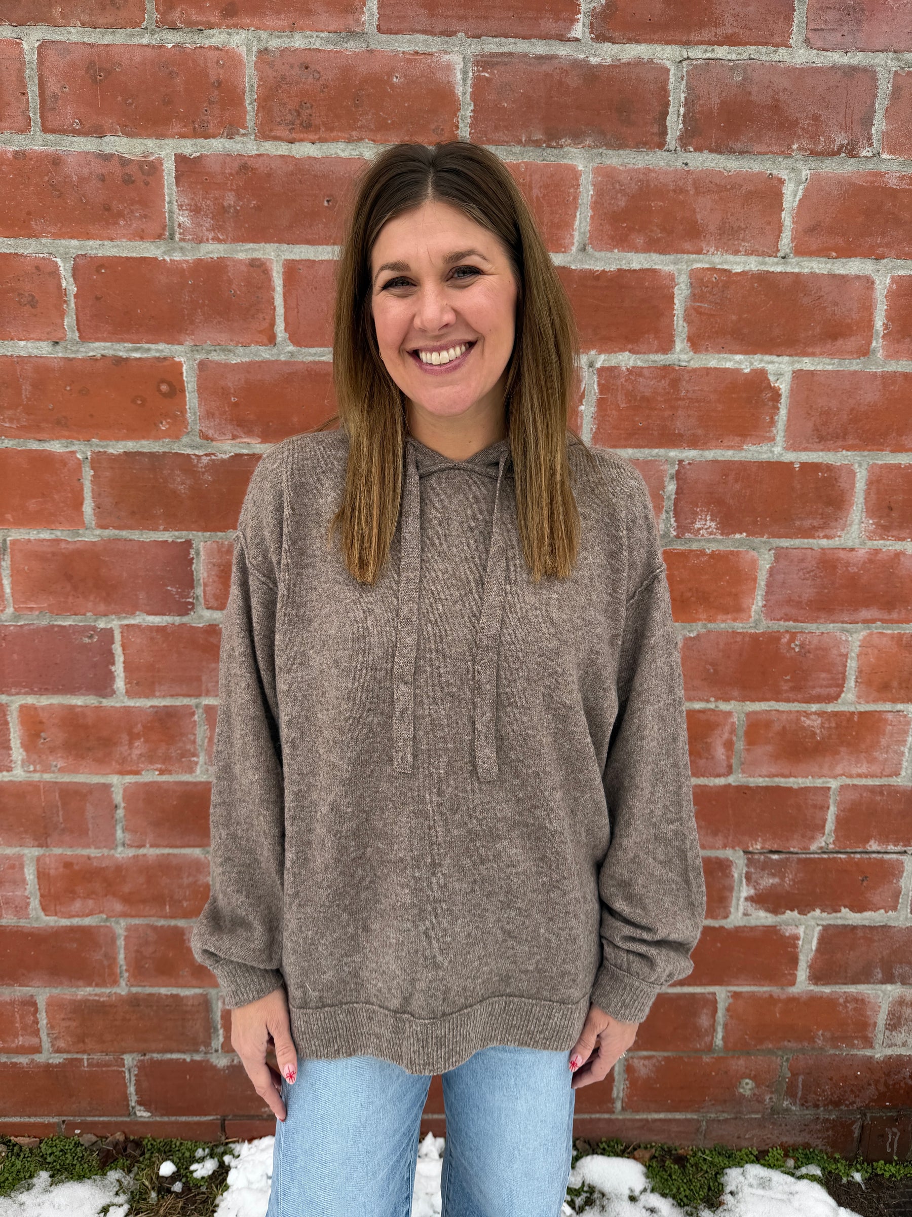 Oversized Mocha Knit Hoodie