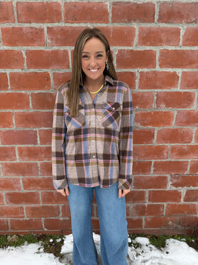 Cassian Top - Sand Brown Plaid
