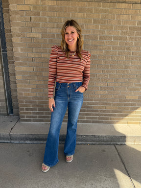 Multicolor Stripe Top - Rust
