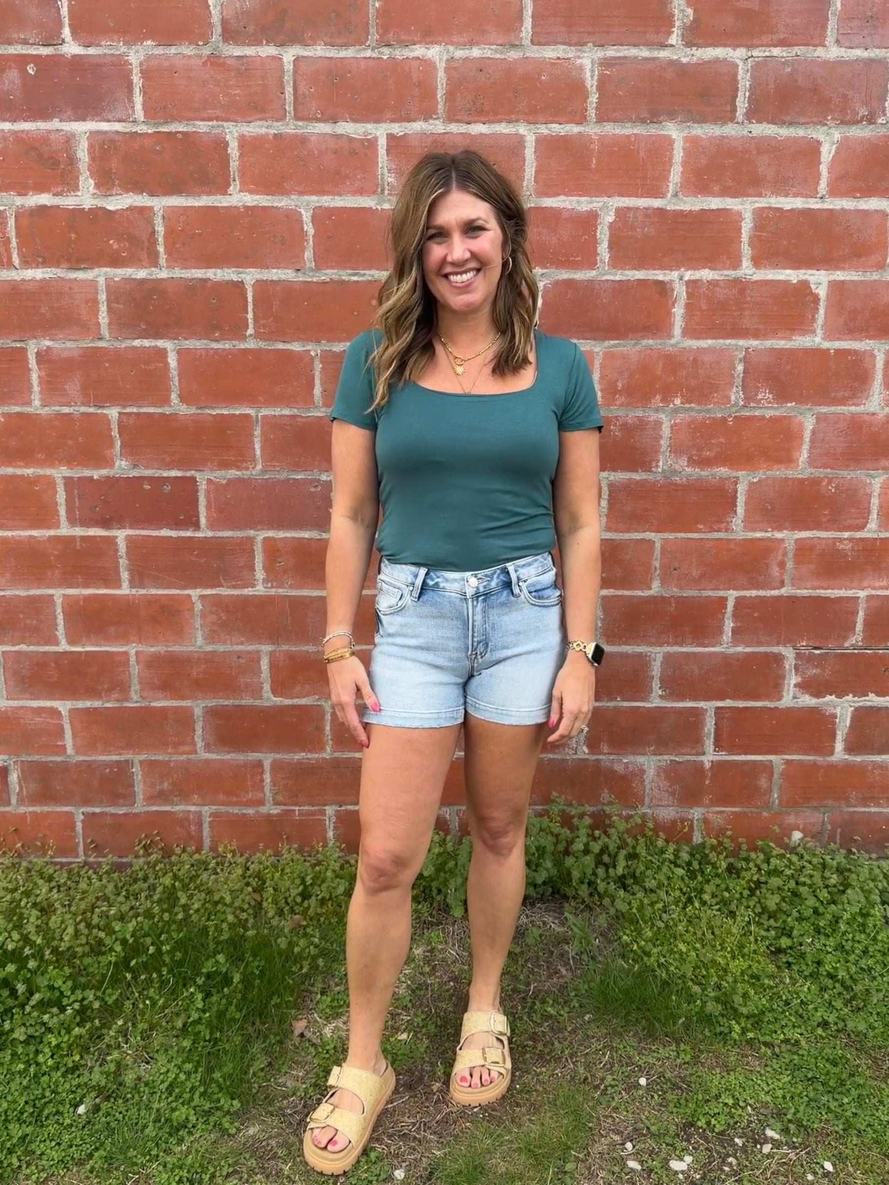 Everyday Square Neck Tee - Dark Teal