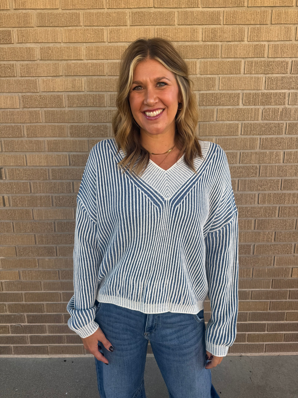 Blue Skies Ahead V Neck Sweater